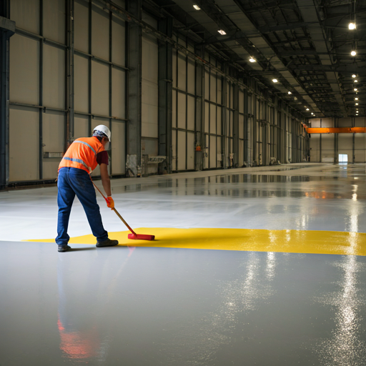 Applicatie van een coatingsysteem in een industriële hal